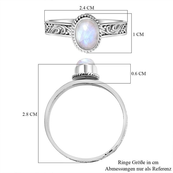 Royal Bali - Regenbogen Mondstein Ring, 925 Silber (Gr&ouml;&szlig;e 16.00) ca. 1,40 ct image number 5