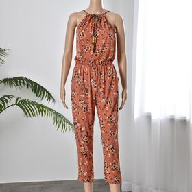 Träger-Jumpsuit mit gesmokter Taille, Rosa