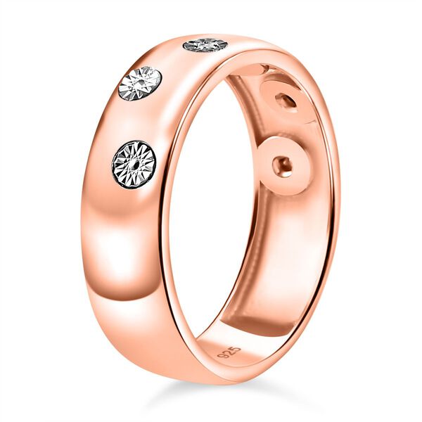 Wei&szlig;er Diamant Ring 925 Silber 750 Ros&eacute;gold Vermeil (Gr&ouml;&szlig;e 21.00) image number 5