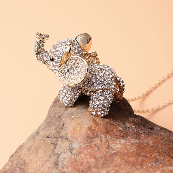Kristall Elefant-Anhänger mit Kette, 60 cm image number 2