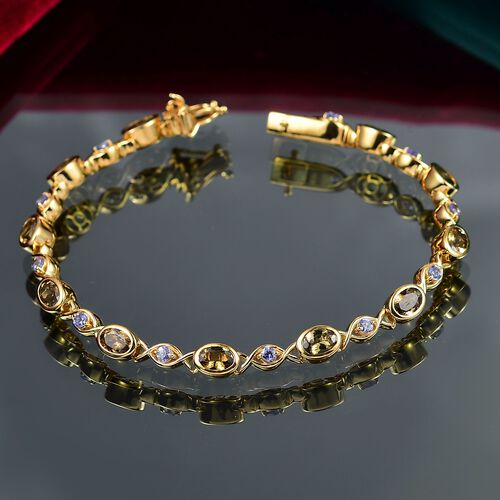 D Joy Natürlicher goldener Tansanit, Tansanit Armband ca. 20 cm 925 Silber 750 Gelbgold Vermeil (10-15 Werktage Lieferzeit) ca. 5.73 ct image number 1