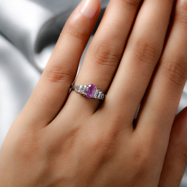 Fissure gefüllt rosa Saphir und Diamant Ring 925 Silber platiniert  ca. 1,33 ct image number 2