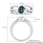 London Blauer Topas und Zirkon Ring 925 Silber Platin-Überzug image number 6
