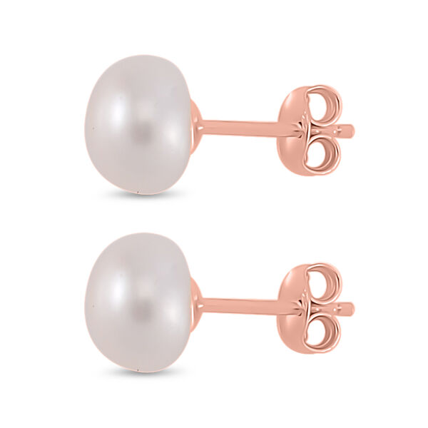 Weiße Süßwasser Perle Ohrstecker, 925 Silber 750 Roségold Vermeil image number 4