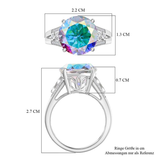 D'Joy Merkur mystischer Topas, Weißer Zirkon Ring 925 Silber rhodiniert (Größe 20.00) ca. 7,70 ct image number 6