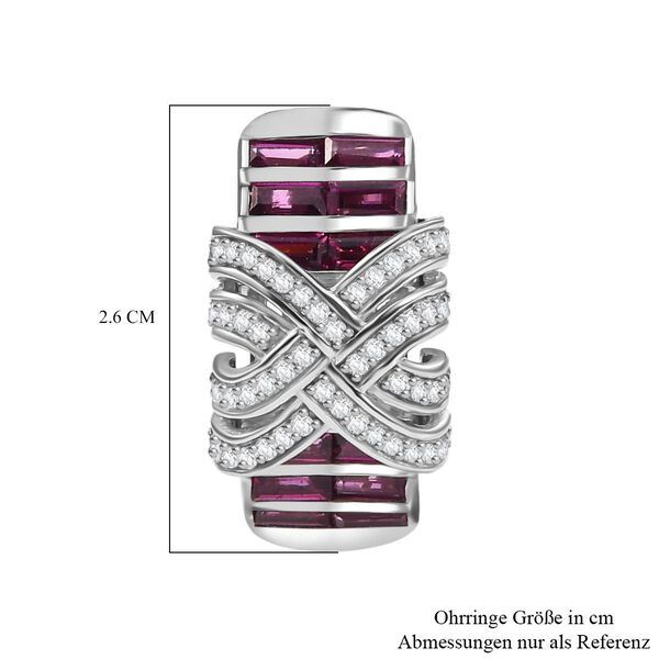 GP Art Deco Kollektion -  Rhodolith Granat, Kanchanaburi Blauer Saphir Ohrringe 925 Silber rhodiniert ca. 4.93 ct image number 6