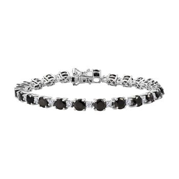 D'Joy Elite Shungit, Wei&szlig;er Zirkon Armband ca. 19 cm 925 Silber rhodiniert ca. 9,34 ct.