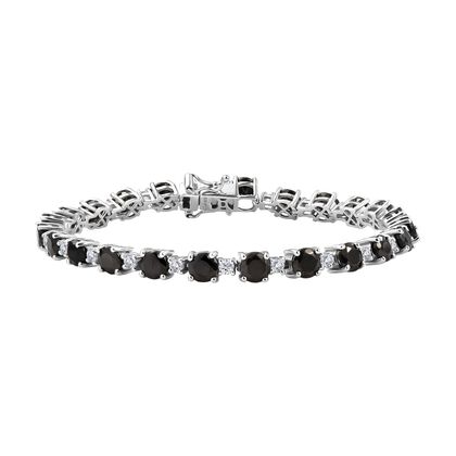 D'Joy Elite Shungit, Wei&szlig;er Zirkon Armband ca. 19 cm 925 Silber rhodiniert ca. 9,34 ct.