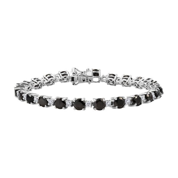 D'Joy Elite Shungit, Wei&szlig;er Zirkon Armband ca. 19 cm 925 Silber rhodiniert ca. 9,34 ct.