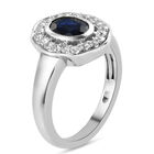 Masoala Saphir und Zirkon Halo Ring, 925 Silber platiniert, 1,71 ct. image number 3