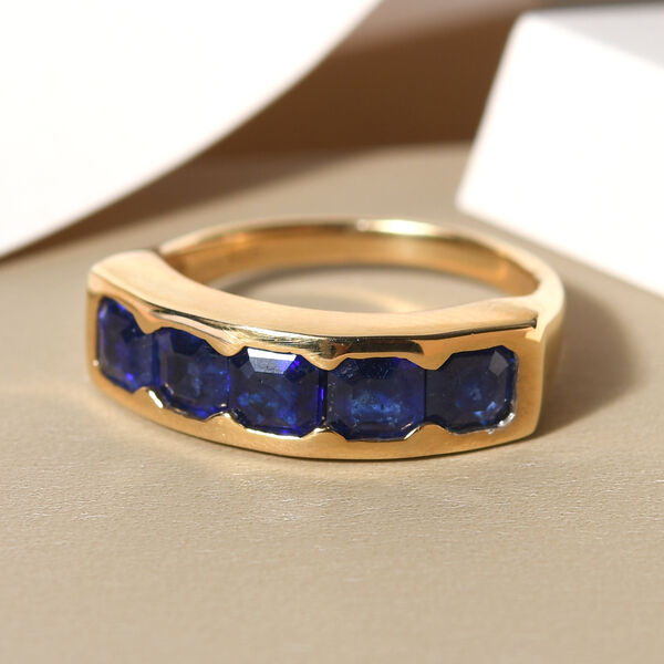 Masoala Saphir-Ring, (Fissure gefüllt), 925 Silber vergoldet image number 1