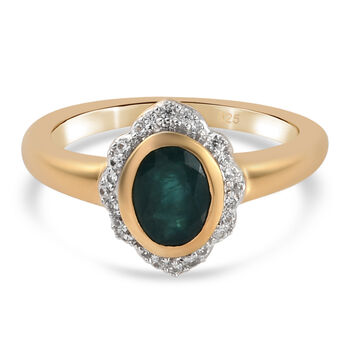 Grandidierit und Zirkon-Ring, 925 Silber vergoldet (Gr&ouml;&szlig;e 16.00) ca. 0,96 ct