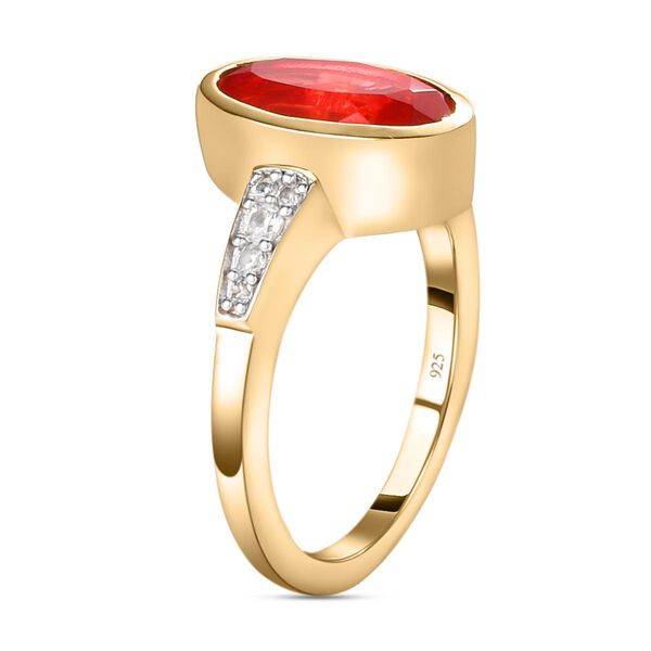 Padparadscha Triplette Quarz und weißer Zirkon-Ring, 925 Silber vergoldet (Größe 21.00) ca. 2.33 ct image number 5