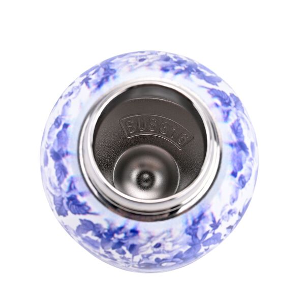 LIVMORE - Isolierflasche aus 316L Edelstahl mit Doppelwand und Blumenmotiv, Blau, f&uuml;r hei&szlig;e und kalte Getr&auml;nke, 260 ml image number 5