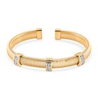 Weißer Kristall Armband, flexibel, Reiner Edelstahl, goldfarben