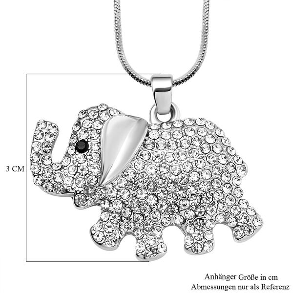 Elefanten-Halskette mit Schwarzem und Weißem Kristall, ca. 60 cm image number 5