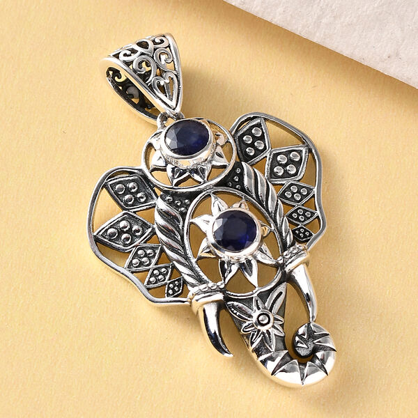 Handgearbeiteter Masoala Saphir-Anh&auml;nger, (Fissure gef&uuml;llt), 925 Silber Schwarz oxidiert ca. 1,57 ct image number 3