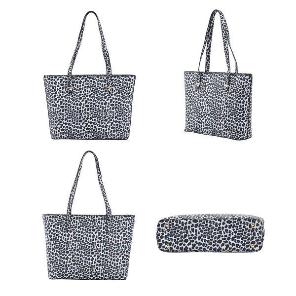 Passage - 4er-Set, Handtasche, Crossbody Tasche, Clutch und Brieftasche mit weissem Leoparden Muster image number 3