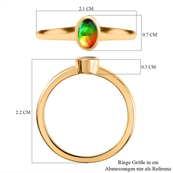 Kanadischer Ammolit-Ring, 925 Silber Gelbgold Vermeil (Größe 17.00) ca. 0,49 ct image number 7