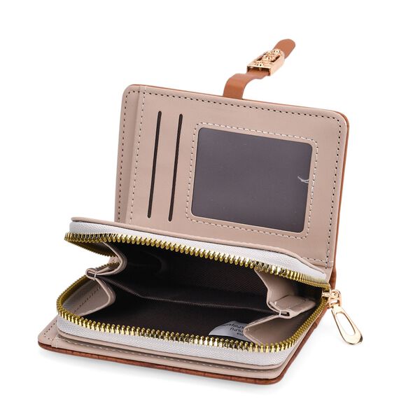 2-teiliges Geldbörsen-Set im Krokoprägungs-Design, Lange Geldbörse 20x10x3 cm und Bifold-Geldbörse 12x9x3,5 cm, Braun image number 7