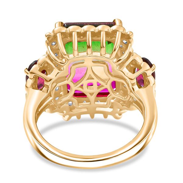 D'Joy Wassermelonen Triplett Quarz, Rhodolith Granat und Zirkon Ring - 9,66 ct. image number 6