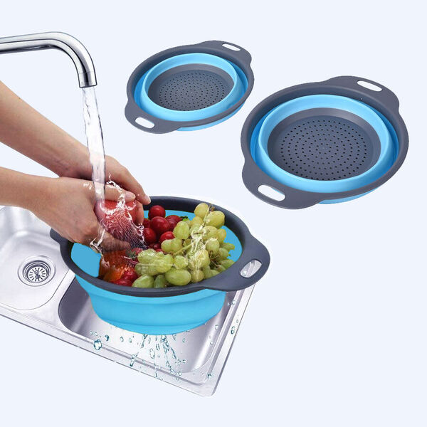 2er-Set K&uuml;chensieb, Gr&ouml;&szlig;e L-29x24 cm, S-24x20 cm, Grau-Blau image number 1