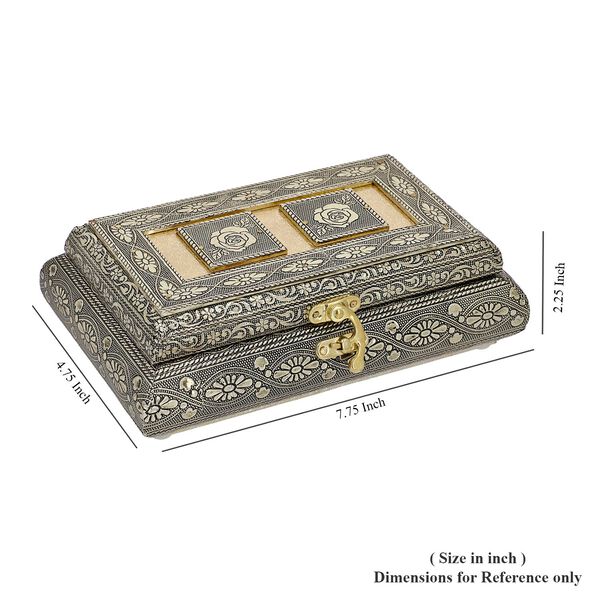 Elegante Schmuckbox im Antik-Stil – Teakholz & oxidiertes Aluminium image number 7