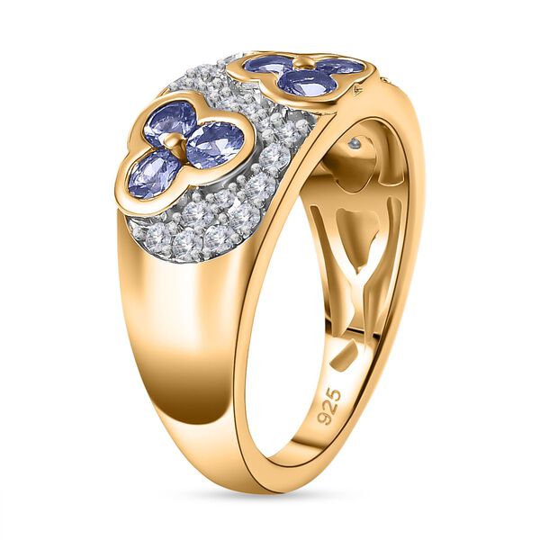 Tansanit, Weißer Zirkon Ring 925 Silber 750 Gelbgold Vermeil (Größe 21.00) ca. 1,61 ct image number 5