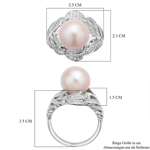 Weiße Edison Perle und weißer Zirkon-Ring - 0,84 ct. image number 6