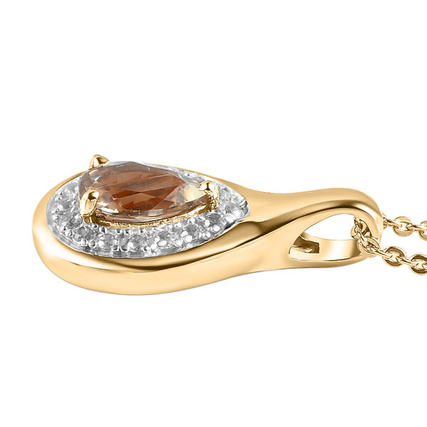 AAA Turkizit und wei&szlig;er Zirkon-Anh&auml;nger mit Kette, 50 cm - 0,93 ct. image number 4