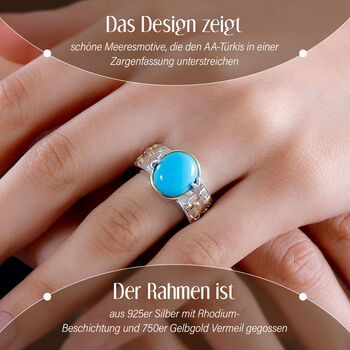AA Sleeping Beauty T&uuml;rkis und Zirkon Ring - 4,38 ct.
