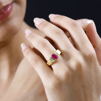 Afrikanischer Rubin und Zirkon Ring - 1,58 ct.