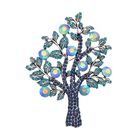 Blaue Kristall Brosche, Antik-Silber-Plattierung
