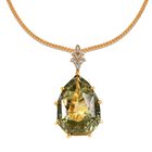 Prasiolith und weißer Zirkon Anhänger mit Kette, 925 Silber vergoldet ca. 50.23 ct