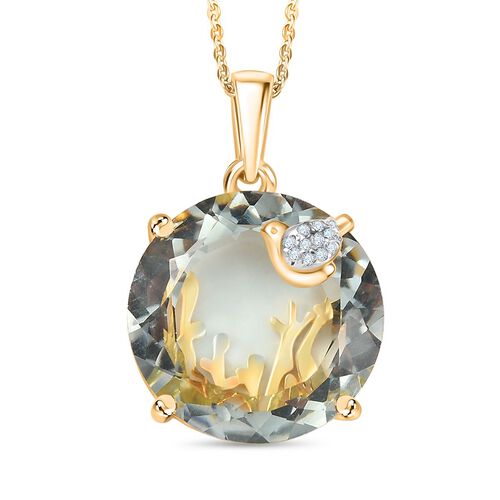 GP Trionfo Kollektion- AA Prasiolith, Zirkon und blauer Saphir Anhänger mit 50cm Kette- 20,20 ct. image number 0