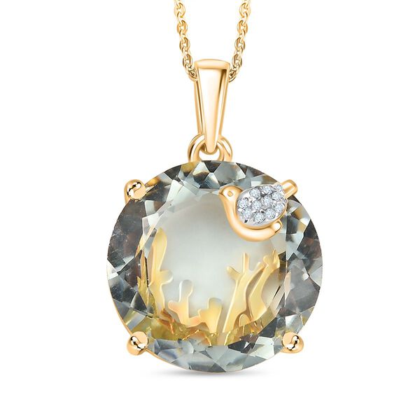 GP Trionfo Kollektion- AA Prasiolith, Zirkon und blauer Saphir Anhänger mit 50cm Kette- 20,20 ct. image number 0