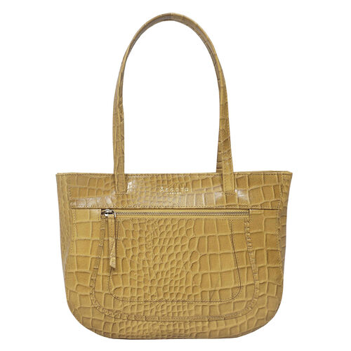 Assots London Julia, krokogeprägt echtes Leder Tote Tashe - Größe: 35x24x6cm, senf image number 0