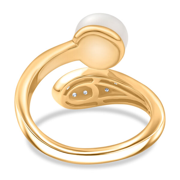 EVER TRUE Süßwasser Perle (8-8.4 mm), Weißer Zirkon Ring Nickelfreies Messing (Größe 20.00) 3.61 ct image number 6