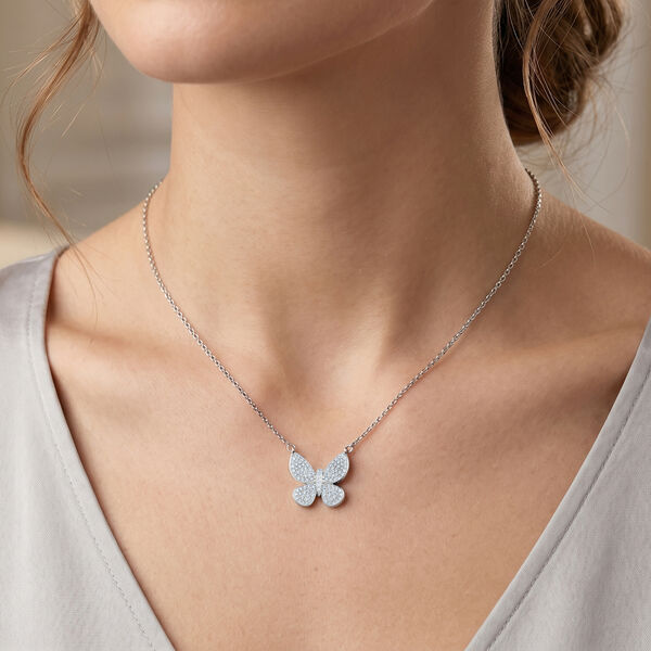 D'Joy Wei&szlig;er Diamant Schmuckset ca. 50 cm 925 Silber Rhodiniert ca. 0,53 ct. image number 3