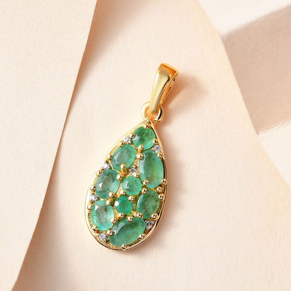 Kagem sambischer Smaragd und Zirkon-Anhänger - 1,32 ct. image number 3