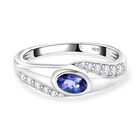 Tansanit, Weißer Zirkon Ring 925 Silber platiniert (Größe 21.00) ca. 0,74 ct