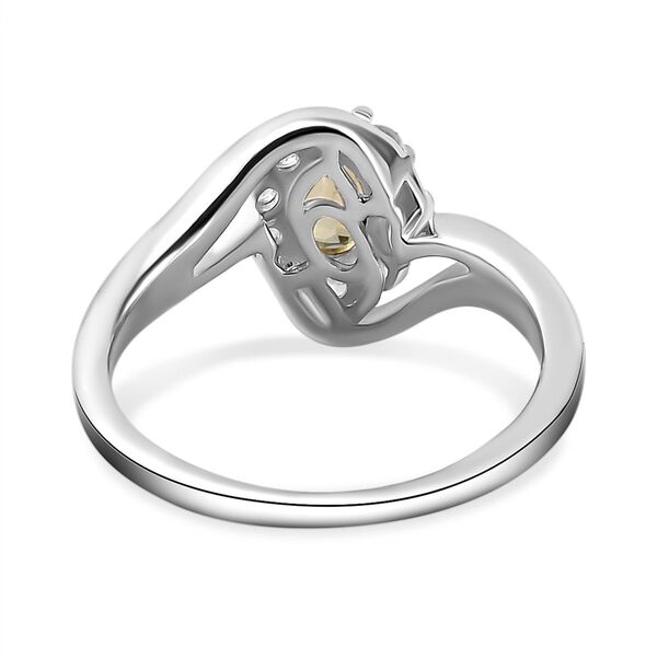 AA Nat&uuml;rlicher, goldener Tansanit und Zirkon-Bypass-Halo-Ring, 925 Silber platiniert, 0,98 ct. image number 5