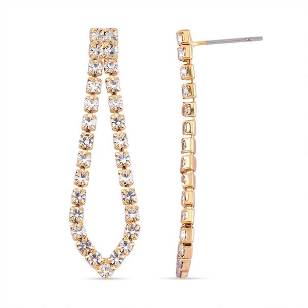 2er Set - Weißer Kristall Ohrringe und Halskette Schmuckset, goldfarben image number 4