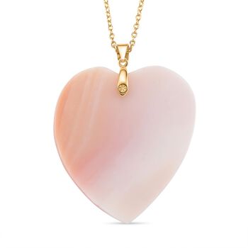 SEHR SELTENER Nat&uuml;rliche Rosa K&ouml;nigsmuschel Perle Anh&auml;nger mit Kette ca. 50 cm, 925 Silber vergoldet