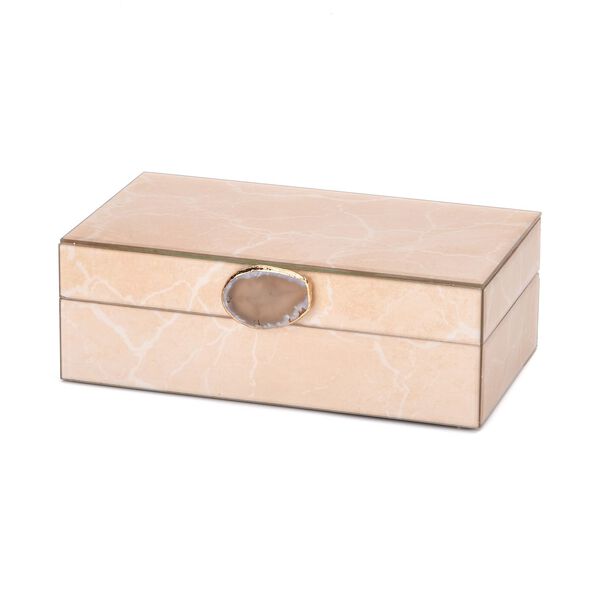 2er-Set Glas-Schmuckbox mit Marmormuster, 28x18x10cm (L) und 21x12x7cm (S), Crème image number 7