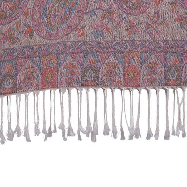 Schal mit Paisley-Muster und Fransen, 70x180cm, Weiß-Orange image number 3