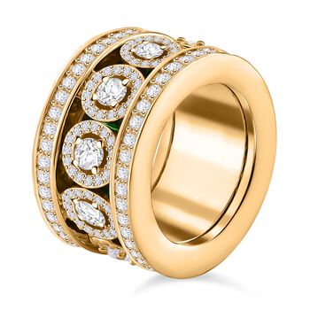 Wei&szlig;er Kristall Herzmotiv-Ring mit Pav&eacute;-Fassung Ring, Goldton (Gr&ouml;&szlig;e 17.50)