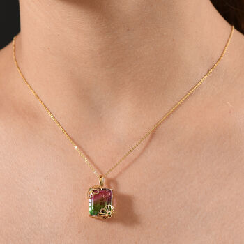 D'Joy Wassermelonen Triplett Quarz und Chromdiopsid Anh&auml;nger mit 50cm Kette - 12,73 ct.