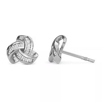 Liebesknoten wei&szlig;e Diamant-Ohrstecker, 925 Silber platiniert - 0,25 ct.