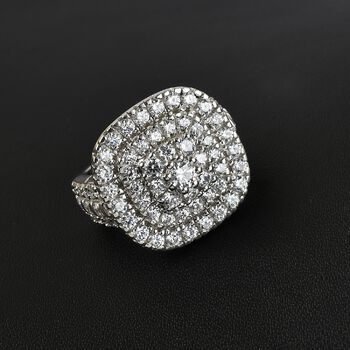LUSTRO STELLA Hergestellt mit ZIRKONIA Cluster Ring 925 Silber Platin-&Uuml;berzug (Gr&ouml;&szlig;e 21.00) ca. 4,32 ct